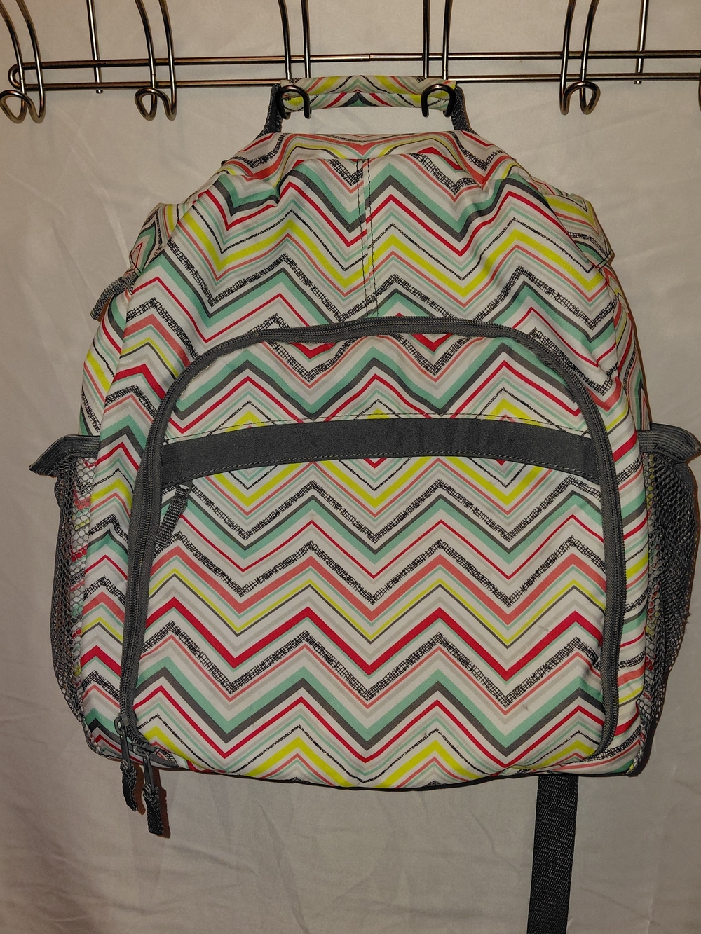 thirty-one Chevron Stripe Multi-Color Backpack with Gray Trim